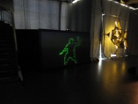 photo of other dimension, as on display in Karlsruhe, 2011, with one person on the canvas, photographed from an angle (Foto: Max-Gerd Retzlaff)